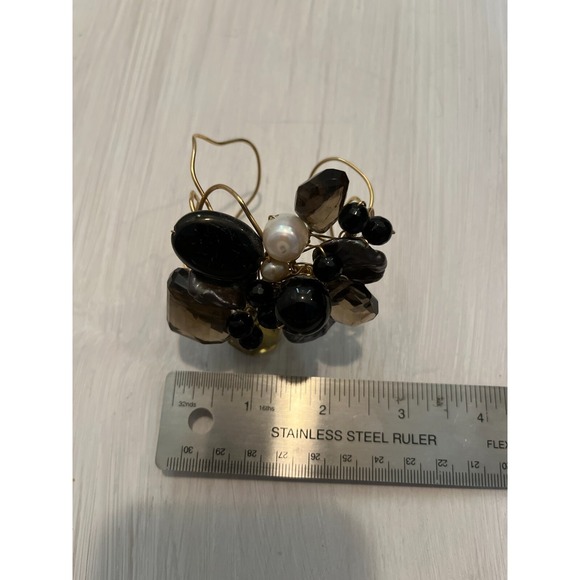 Tonobi Cuff Bracelet Designer Onyx Fox Tail Amethyst & Freshwater Pearl Natural - Picture 11 of 16